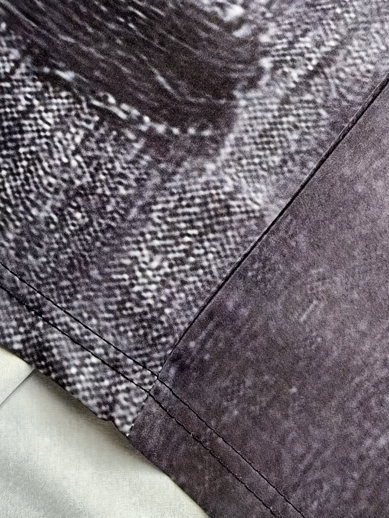 Men'S Casual Stylish Visual Illusion Faux Denim Patterned Digital Print Shorts, Plus Size