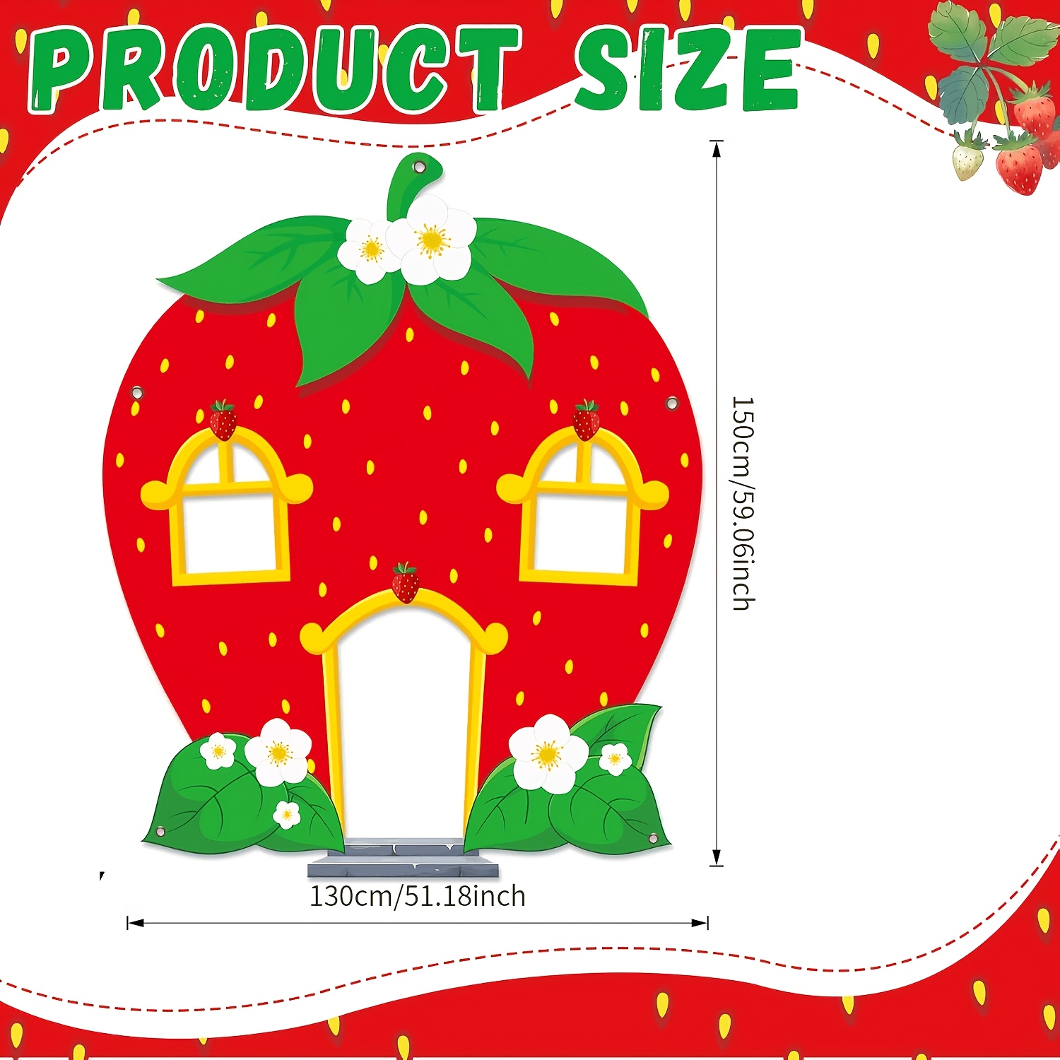 1pc, House Photo Prop, Cute Design With Strawberry, Flower, Green Leaf, And Window Patterns, For Outdoor Birthday And…: retailer-supplied image