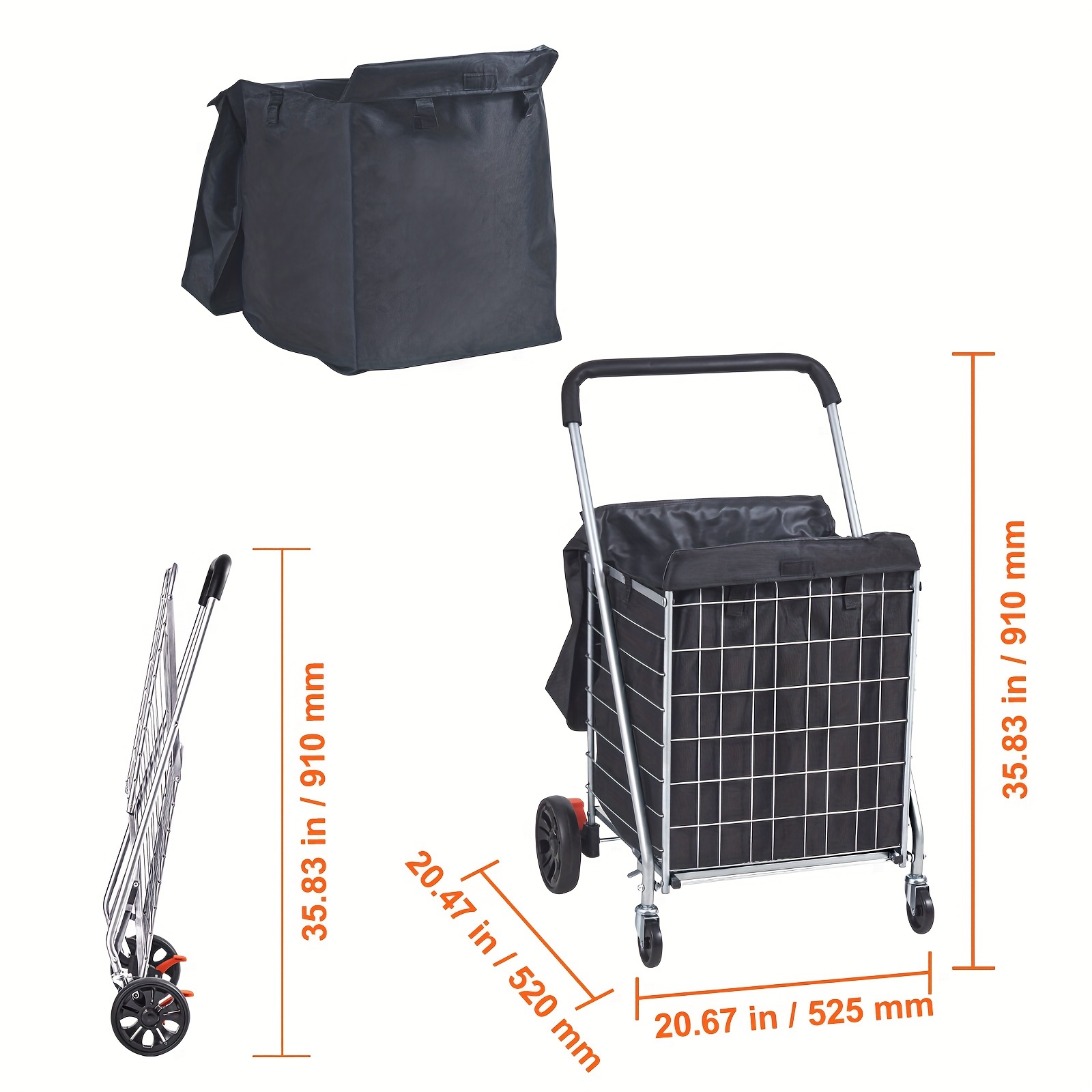 folding shopping cart 200 lbs capacity Temu Australia