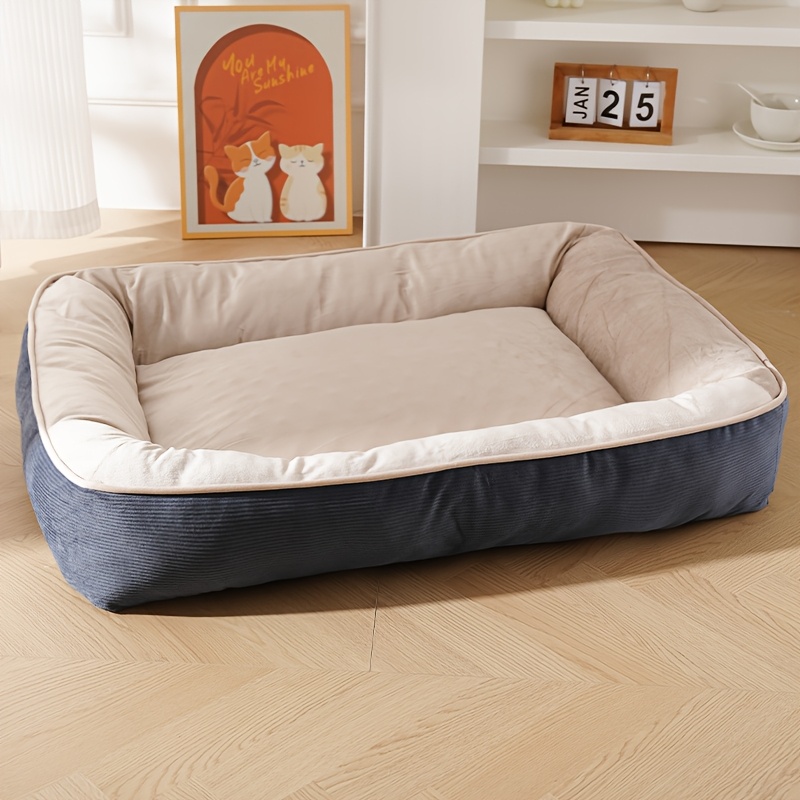 1pc corduroy thickened square pet nest medium large dog bed soft comfortable   universal Product details 2