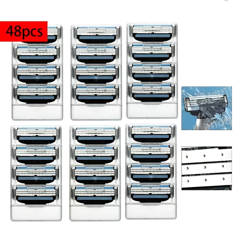 Image of 24pcs/48pcs Replacement Set For Men And Women- Ultra- Steel For Smooth Shaving Face Body, Portable Travel Manual Razor