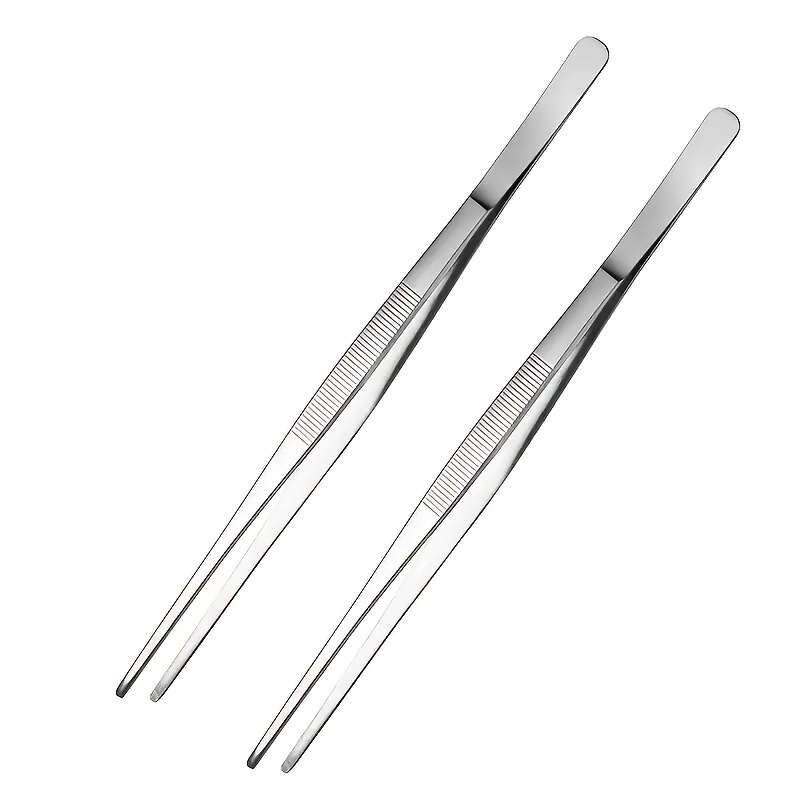 2pcs Stainless Steel BBQ Tongs - Durable Grilling Accessories with Serrated Edges & Ridges, Perfect for Flipping Burgers, Chicken Wings & More - Essential Outdoor Cooking Tools for Camping & Picnics, Grilling Accessories for Outdoor Grill
