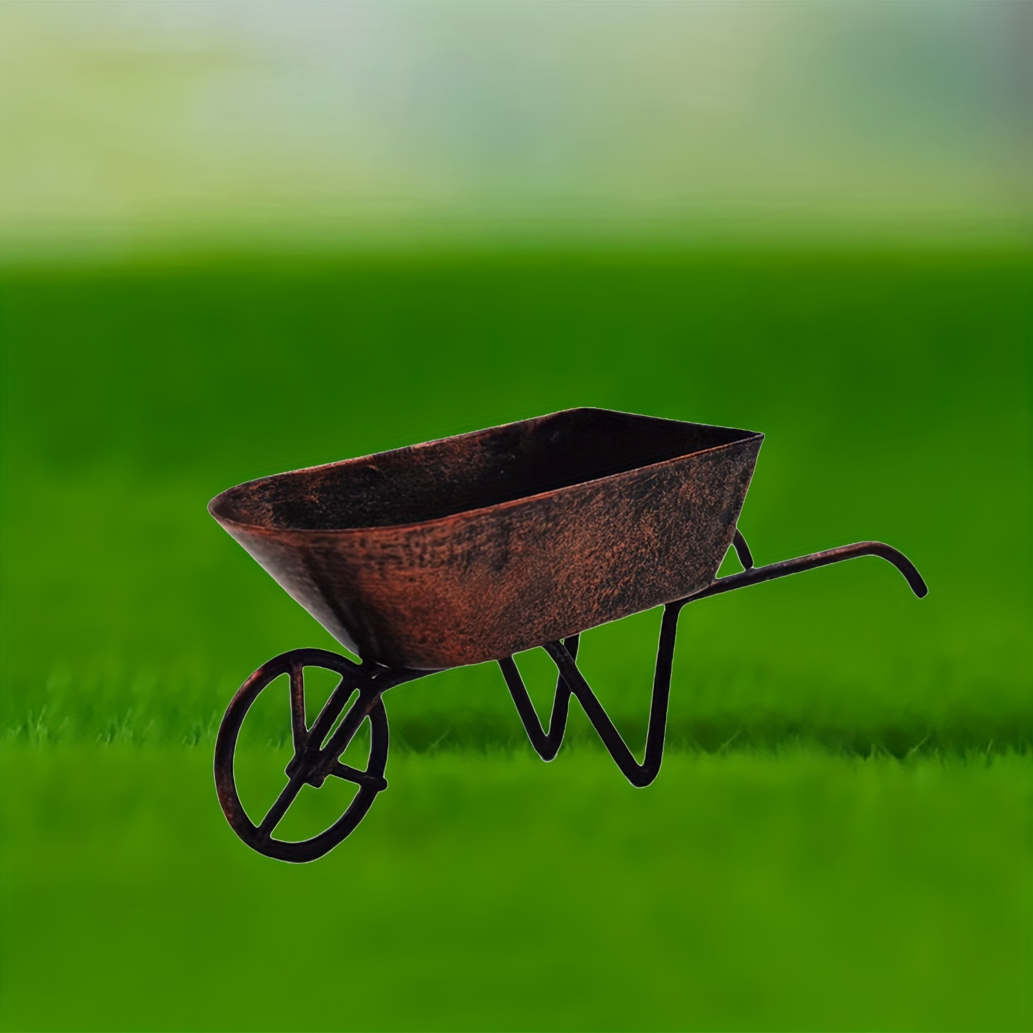 Image of 1 Miniature Garden Metal Accessory, Cute Home Decor, Mini Craft Vintage Ornament, Miniature Dollhouse Bonsai Glass Box Decoration, Iron Furniture Country Supplies, Chair Pinwheel Trolley Decoration.