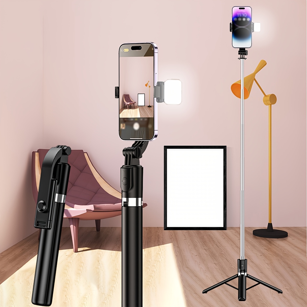 Image of 1700mm Selfie Stick Wireless Selfie Stick Phone Tripod Extensible Stand Foldable Monopod For Smartphones Stable Shooting Live, Selfie Stick With Remote