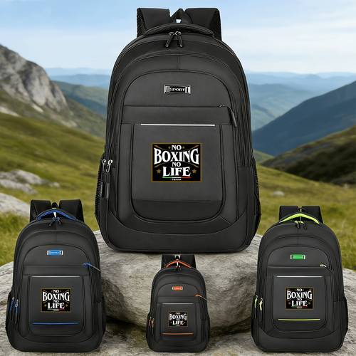 a fitness backpack heavy duty oxford laptop bag with padded shoulder straps large capacity multi versatile storage backpack featuring a boxing print ideal for boxing training daily commutes and professional
