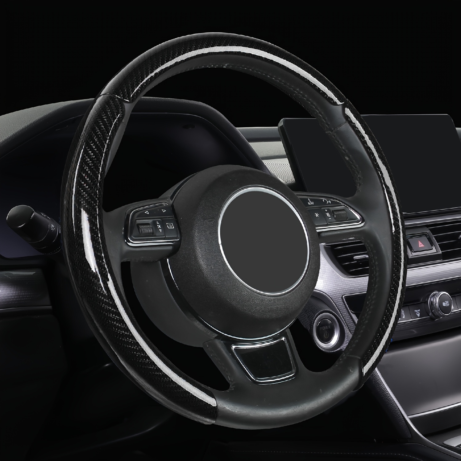 E-shop 3er-Pack Glänzende Carbonfaser-Lenkradbezug im Sportstil für SUVs, Vans, Limousinen, LKW usw. - Rutschfest mit Komfortablem Griff und