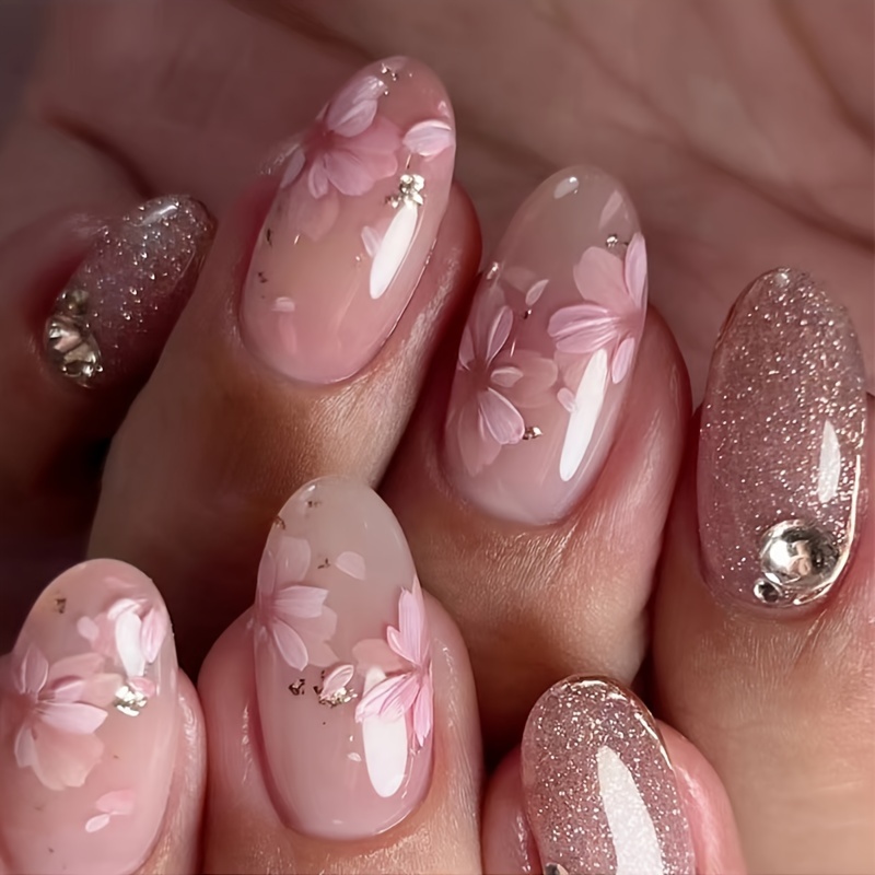 

24pcs Set Of Nude & -on Nails With - Short Oval, Easy To Apply & Remove Fake Nails For A Chic Look