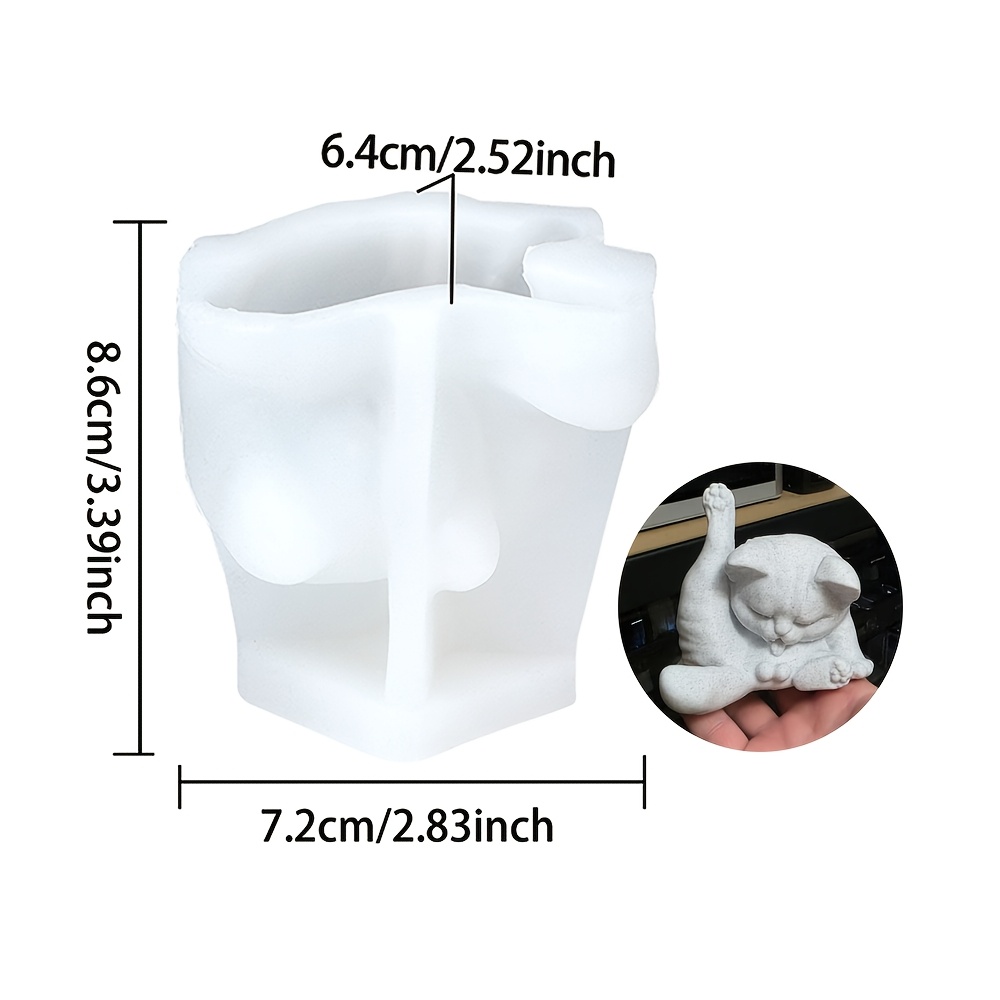 TEMU 1pc Grooming Cat Silicone Candle Mold, Funny Cat Shaped Mold For Diy Candle, Soap, Resin, Home Decor Gift For Cat Lovers, Perfect For Birthday,
