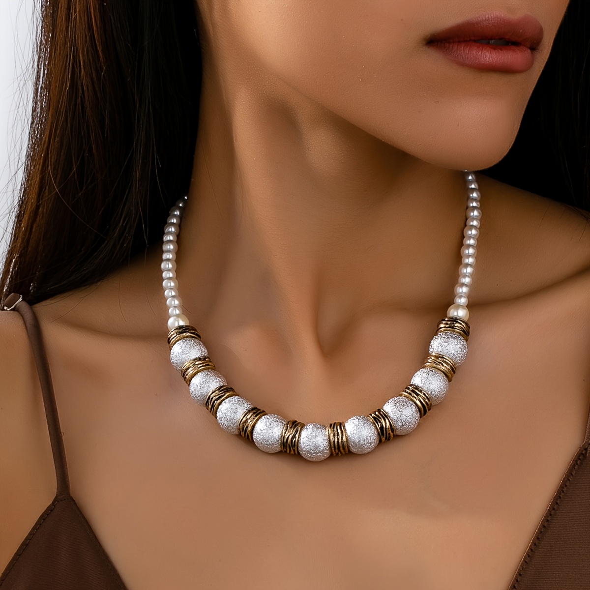TEMU Un collana elegante e di ispirazione finte perle e perline colorate, perfetta per vacanze, compleanni, appuntamenti, di fine , , feste, vacanze,