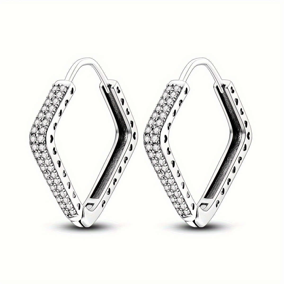 TEMU 925 Sterling Double Row Hoop Earrings, A Pair Of Fashion Stylish Cute Jewelry Suitable For , Holiday, Parties, Day, Valentine's Day, Graduation, Women And Girls Teen Lovers Birthday Gifts