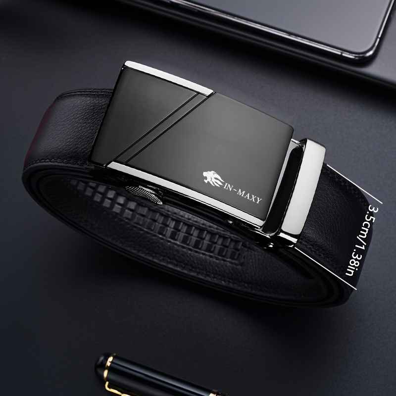 Men's Leather Belt with Automatic Buckle, Stylish & Durable