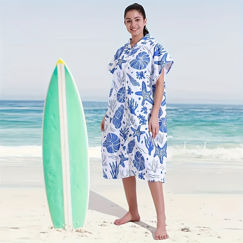 beach towel dressing gown 1pc quick dry robe zipper surfing raincoat change * Hang dry or