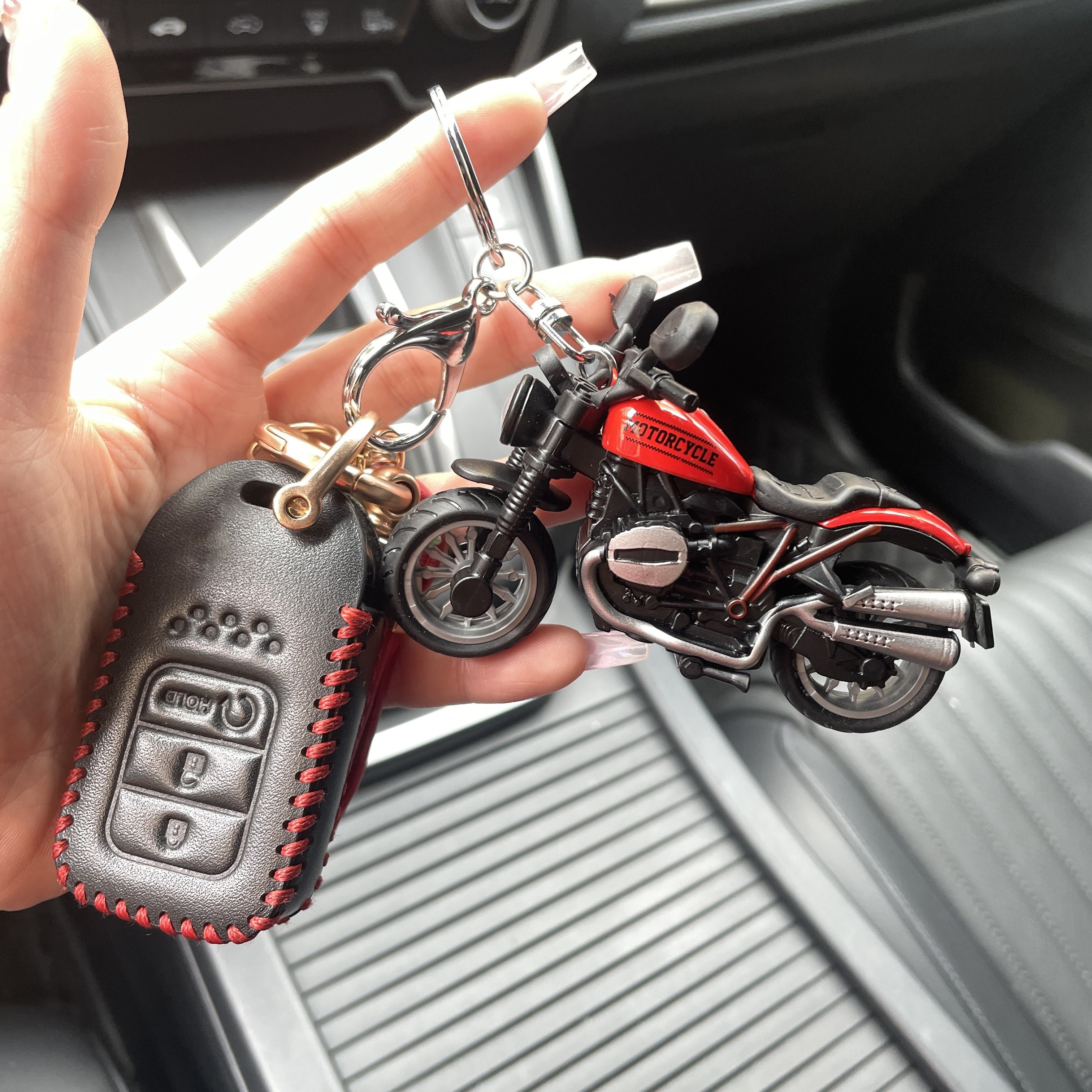 creative mini motorcycle model car key chain cool popular in europe america and   east neutral key chain key accessories details 3