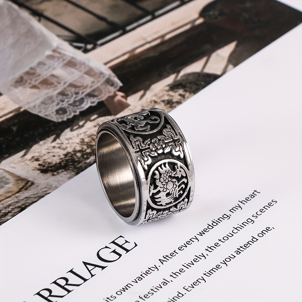a stylish punk   hip hop trendy   304 stainless steel mens ring suitable for everyday wear Product details 3