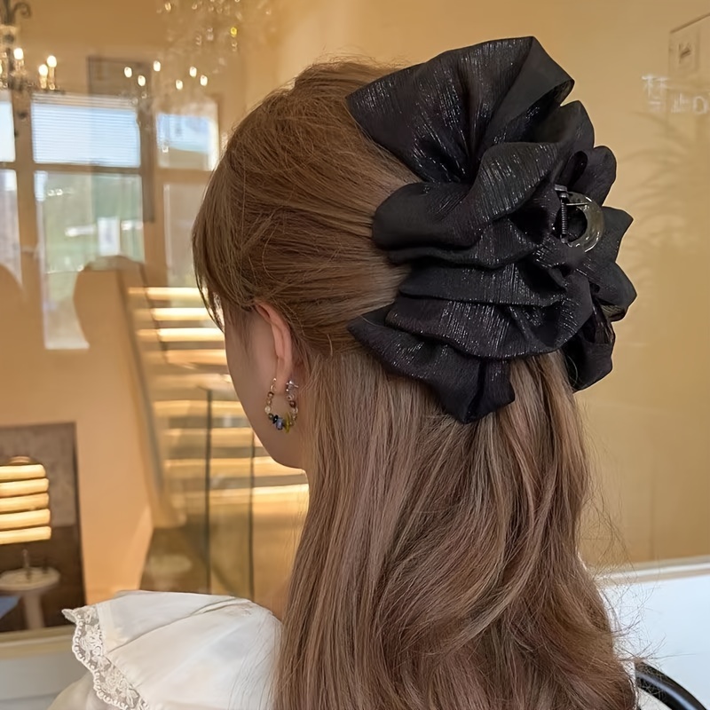 

1pc Elegant Vintage Pleated Bow Hair Clip - Large Hair Accessory For Women & Teens, Casual Wear, Gifts, And Photo Props, Casual Hair Accessory | Sophisticated | Ruched Detailing, Cute Hair Clips