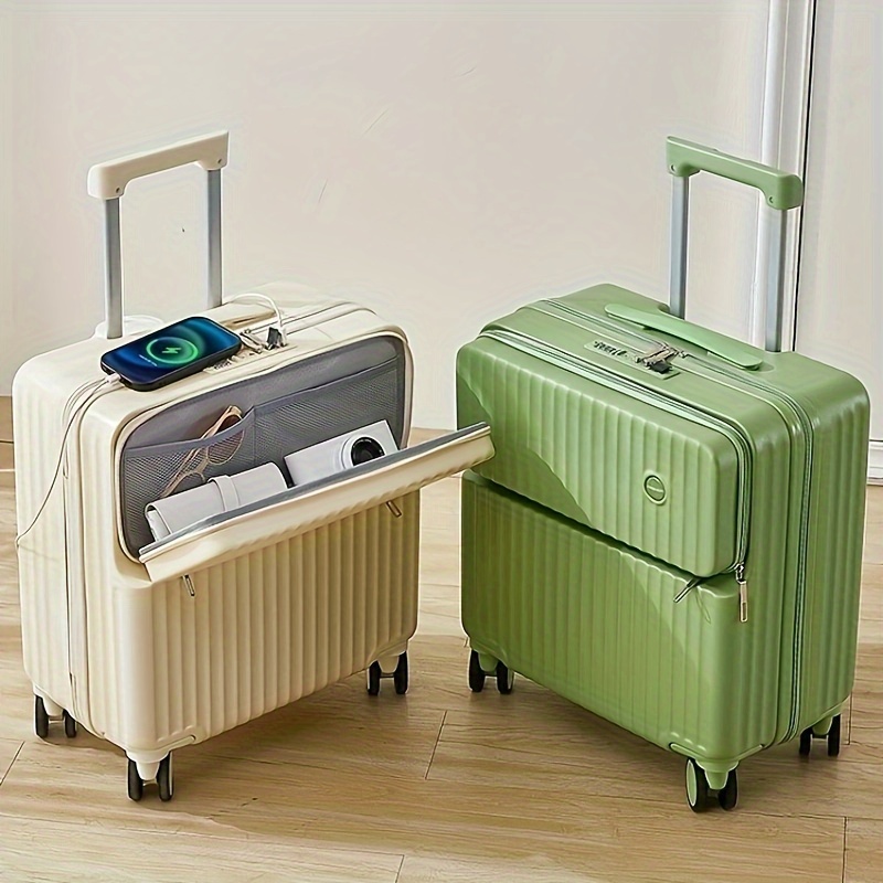 

Versatile Carry-on Suitcase With A Front Pocket, Student Carry-on Suitcase With Pull Rod, Suitcase For Boys And Girls