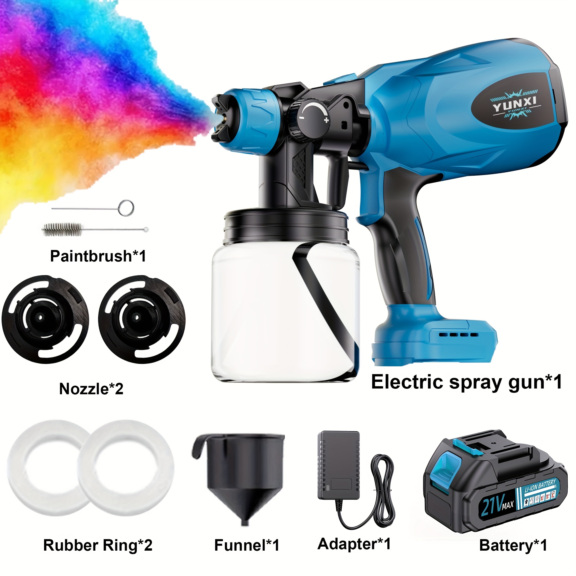 Image of Spray Paint Gun, Spray Paint Gun, Adjustable Flow Rate, 2 Nozzles, Interchangeable And Easy To Clean, Compatible With Varnish, Suitable For Furniture, Cabinets, Walls, Door Panels, Diy Tools