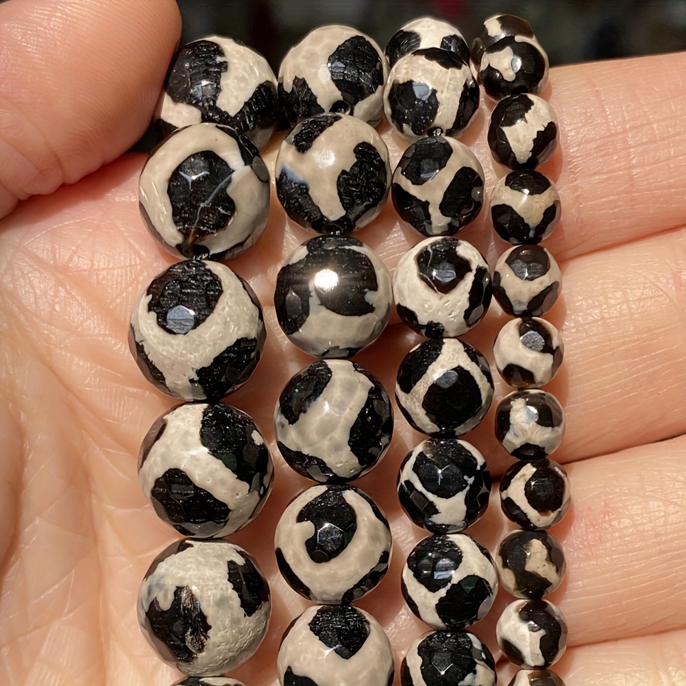 

Dzi Agate Stone Beads, 6mm-12mm, Black & White Pattern, For Making - Ideal For Bracelets & Necklaces, 15" Strand, Beads For Jewelry Making