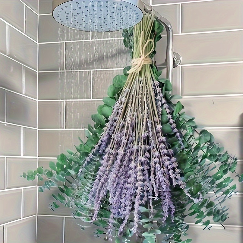 TEMU 130pcs Bohemian Eucalyptus & Lavender Shower Bundle - 17" Stems, Perfect For Home Spa & Bathroom Decor, Ideal For Halloween, Christmas, Easter, Thanksgiving