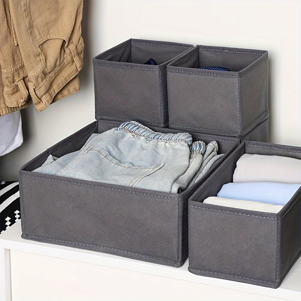 

10pcs Grey Clothes Drawer Organizer, Underwear Drawer Organizer, Dresser Drawer Organizer, Bedroom Storage Organizer, Closet Organizer For Clothes Socks Bra Scarves Ties, Multiple Sizes