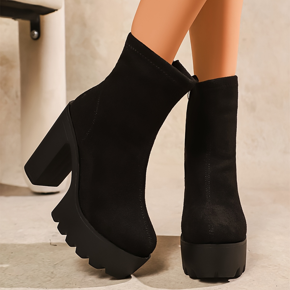 TEMU Women's Casual Fashion High-heel Ankle Boots, Women Shoes