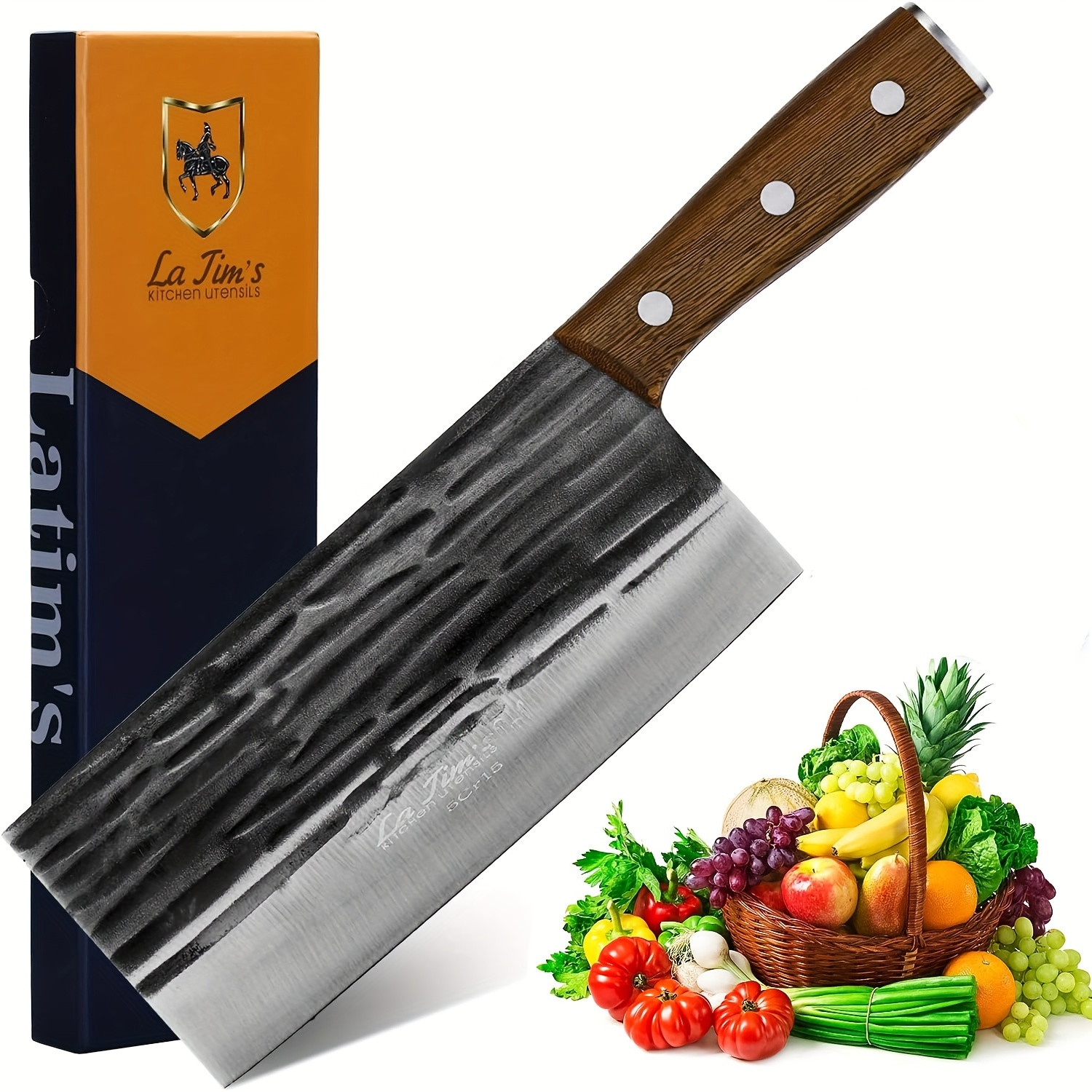 

Meat Cleaver & Heavy Duty Bone Chopper Knife Set, Hand Forged German High Carbon Stainless Steel Butcher Knife For Home Kitchen & Outdoor