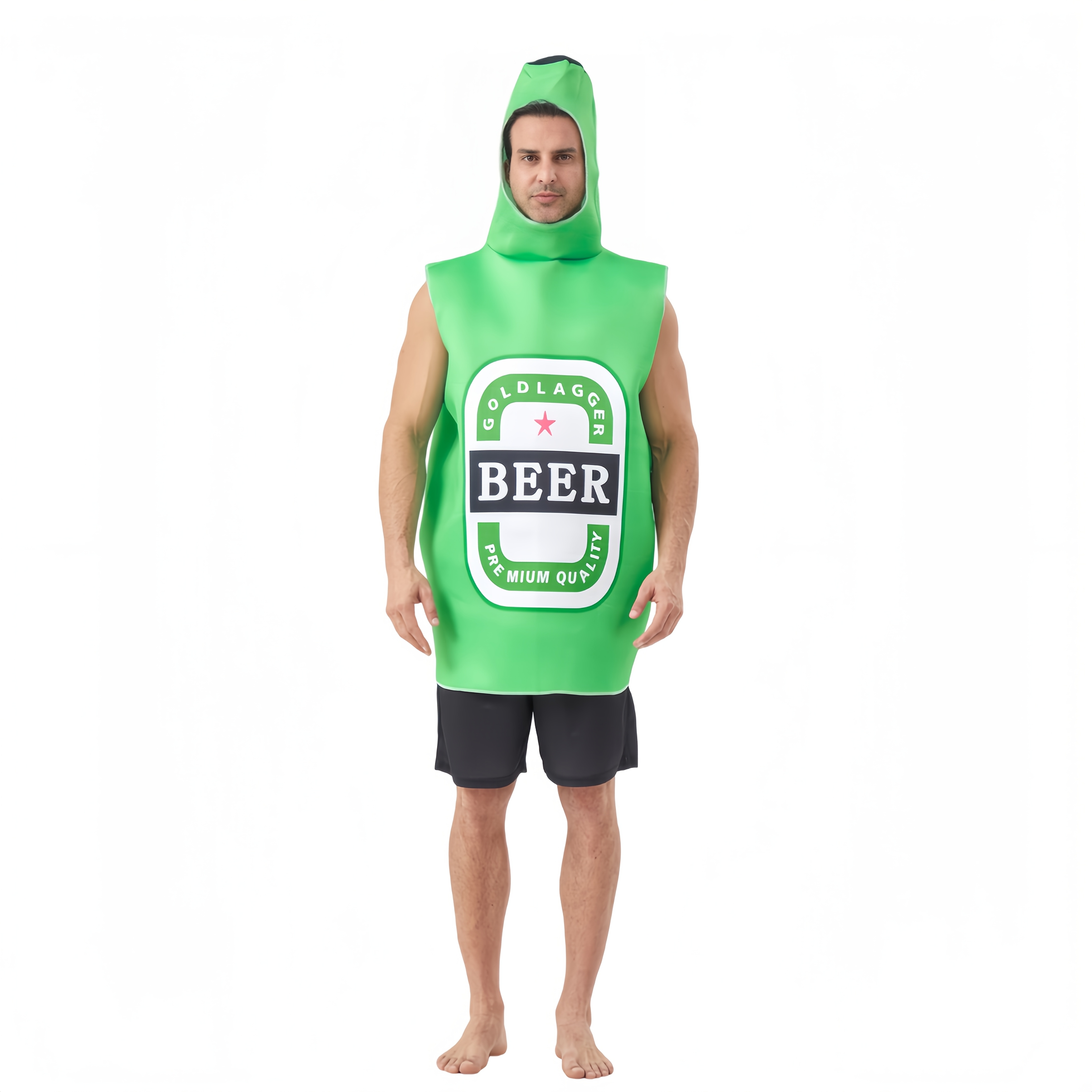 Image of 1pc Unisex Fun Green Beer Bottle Costume For Role Play At Parties, Halloween, Festivals, And Reading Week