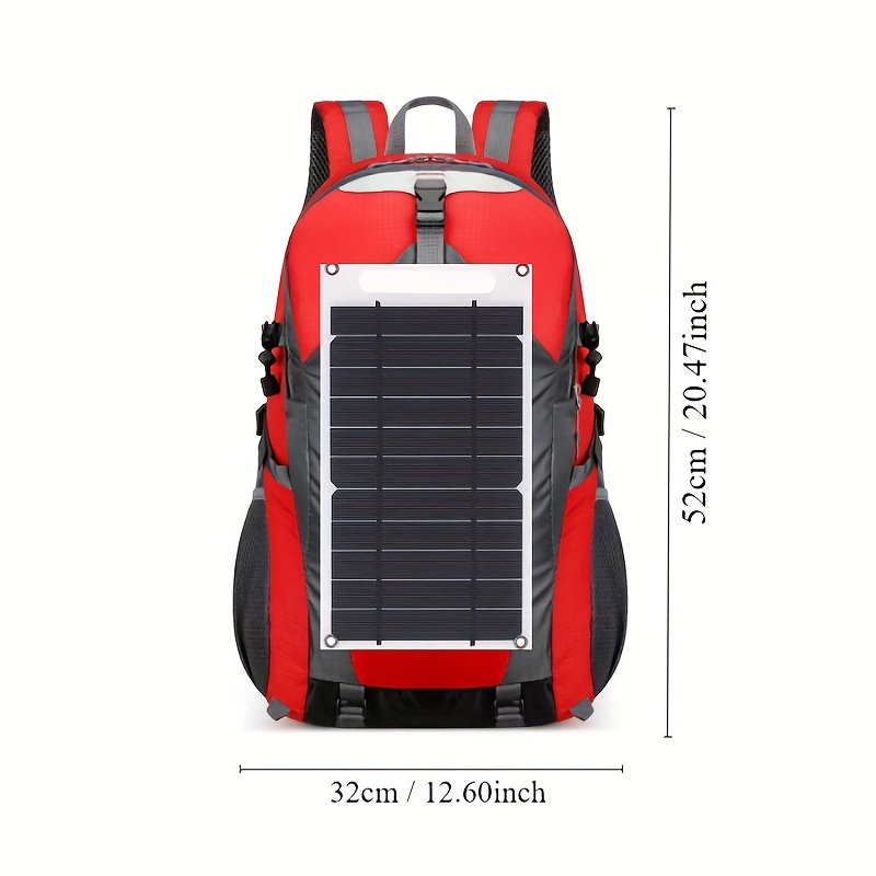 outdoor leisure short distance travel backpack equipped with detachable 5v6w solar photovoltaic charging panel and 2 hanging hooks