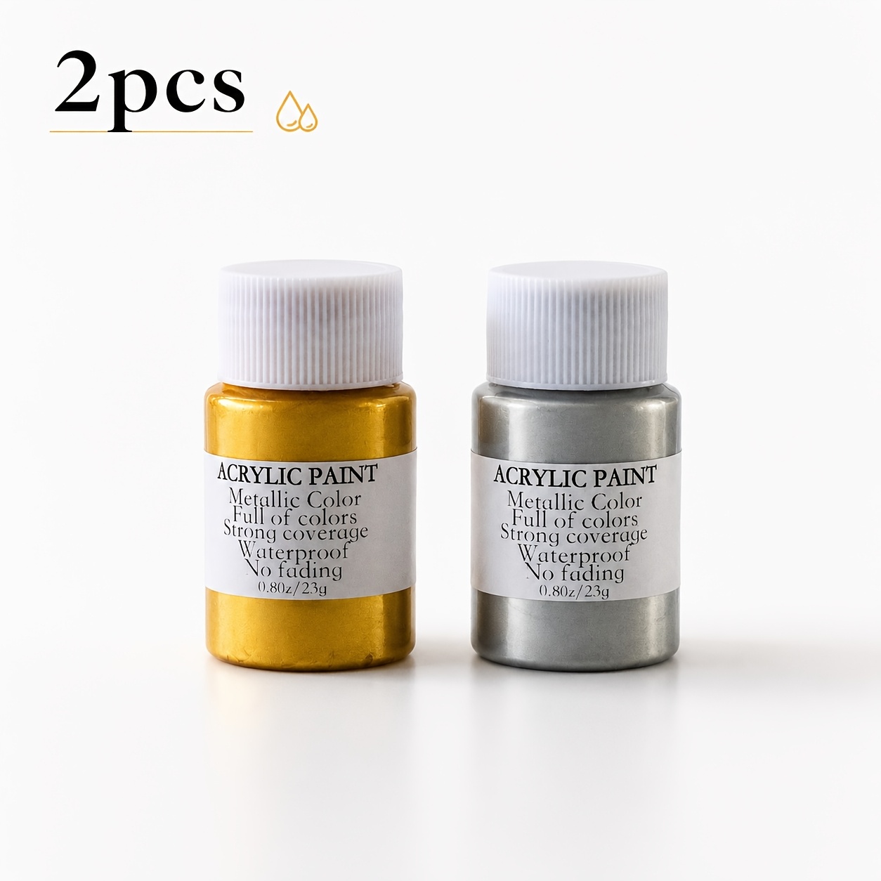 Image of 23g Metallic Acrylic Paint, Golden And Silver Craft Paint For Art Painting, Rock Painting, Wood, Canvas, Paper, Ceramic, Handmade Projects