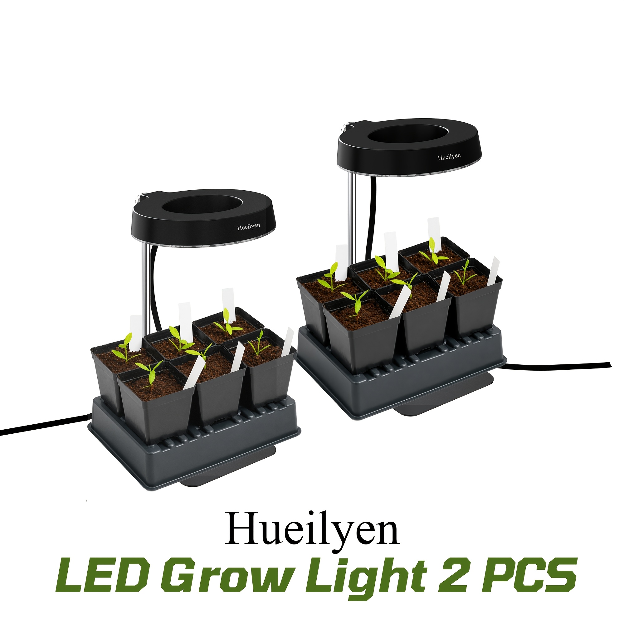 TEMU 2pcs Grow Lights For Indoor Plants Small Potted - , Auto 3/6/9h Timer, 4-level Dimming & Adjustable Height - Grow Light For Succulents, Herbs,