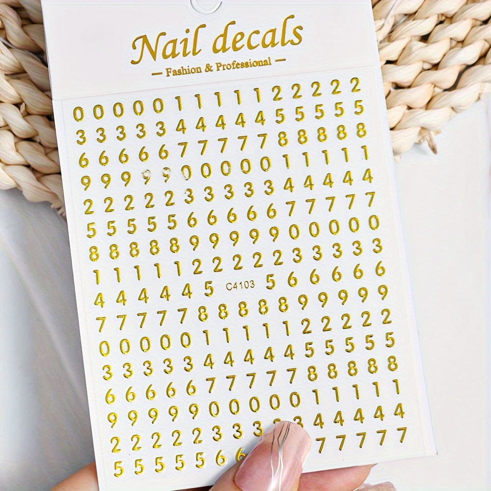 Solid Nail Stickers Mixed Back Glue Coded Numbers Letters 3d Nail Stickers