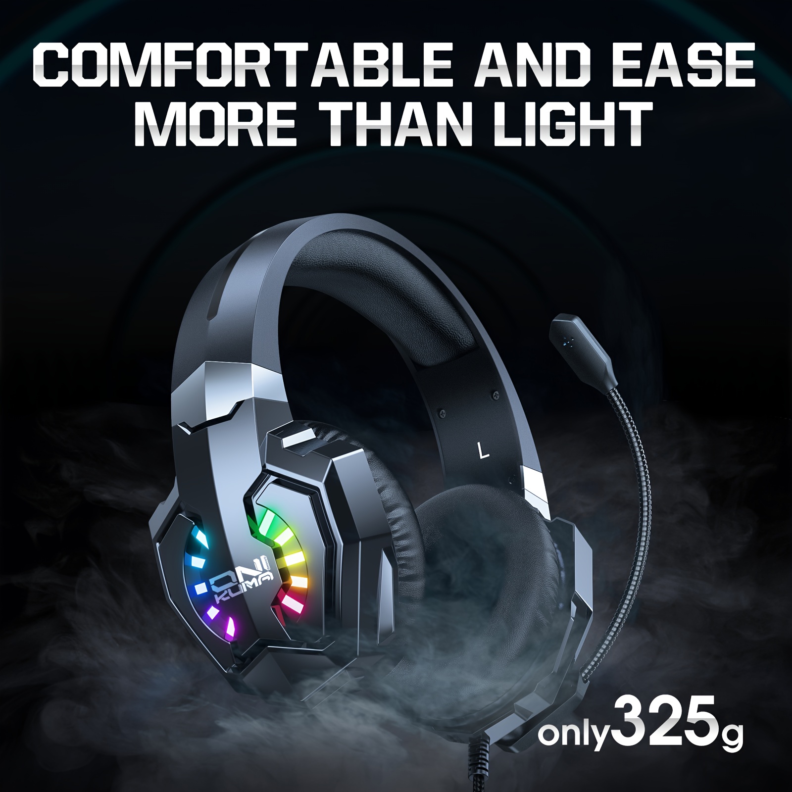Onikuma Gaming Headset, Surround Sound Gaming Headset With Noise-cancelling Microphone, Rgb Lights And Soft Memory Earcups For Ps5/ps4/ One/switch/pc Pc Gaming