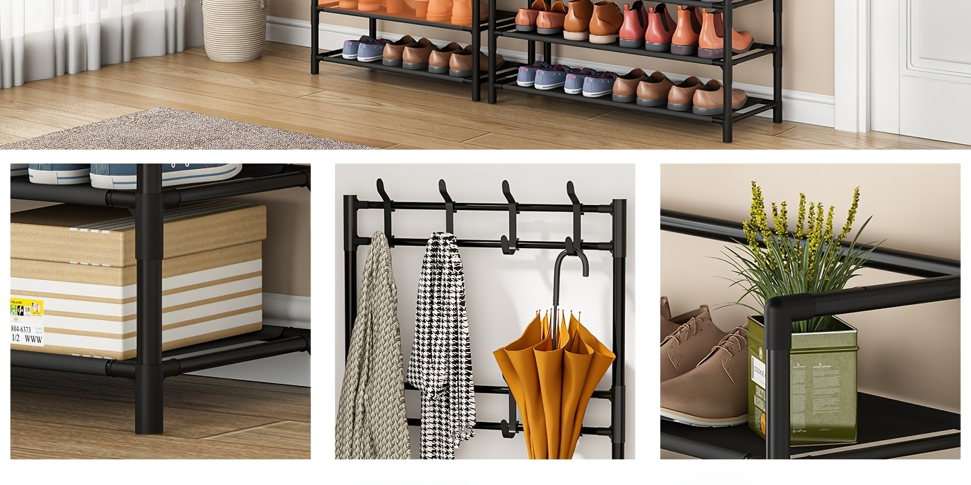 4-5 Tier Shoe Rack - Space-Saving, Easy Assembly, Durable Design for Entryway And Bedroom, Minimalist Style, Efficient Sneaker Storage, Shoe Storage Solution | Modern Shoe Rack | Durable Construction, Dorm Entrance Storage Rack for Shoes And Hats