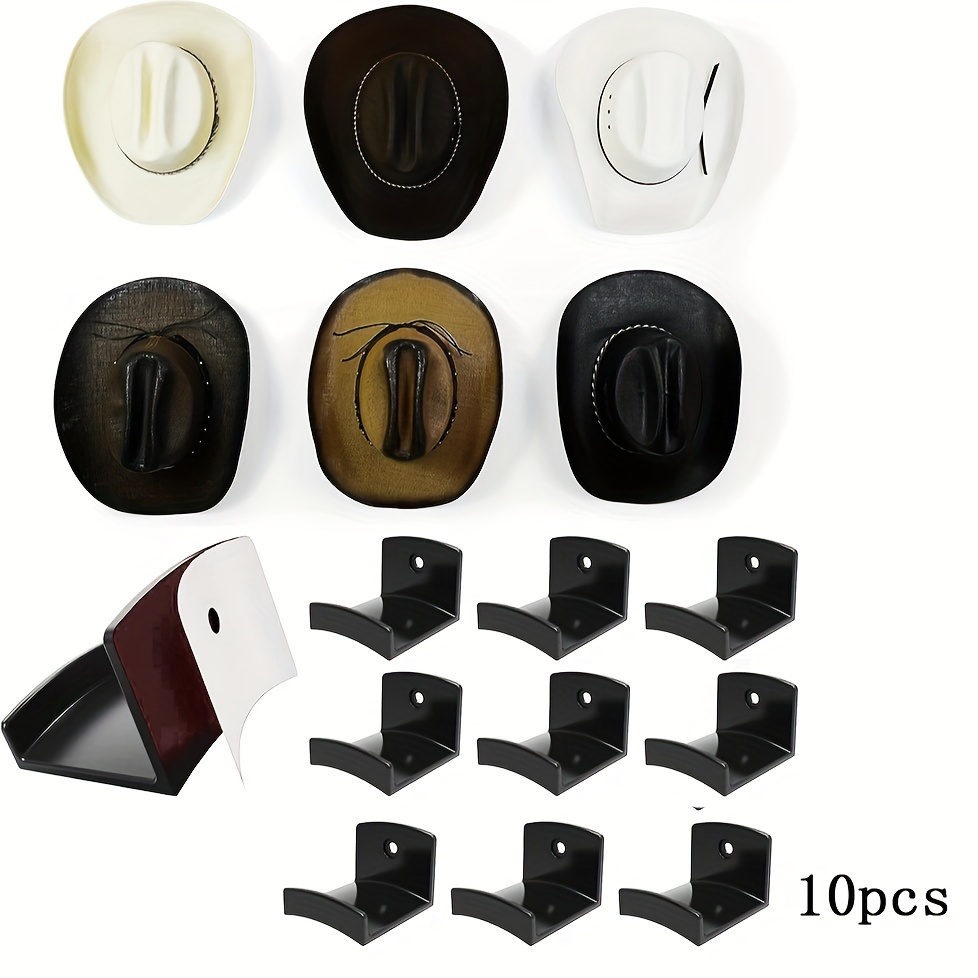 

10pcs Plastic Hat Hangers With Drill Mounts And Adhesive Backs For Secure Hat Display