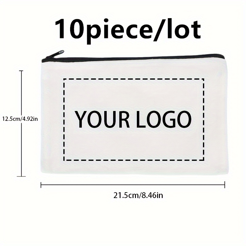 TEMU White Canvas Zipper Makeup Bags In Packs Of 10, 20, 50, Or 100.