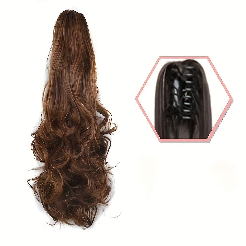 TEMU Chemical Fiber Ponytail Wig Women's Long Curly Clip Ponytail Braid