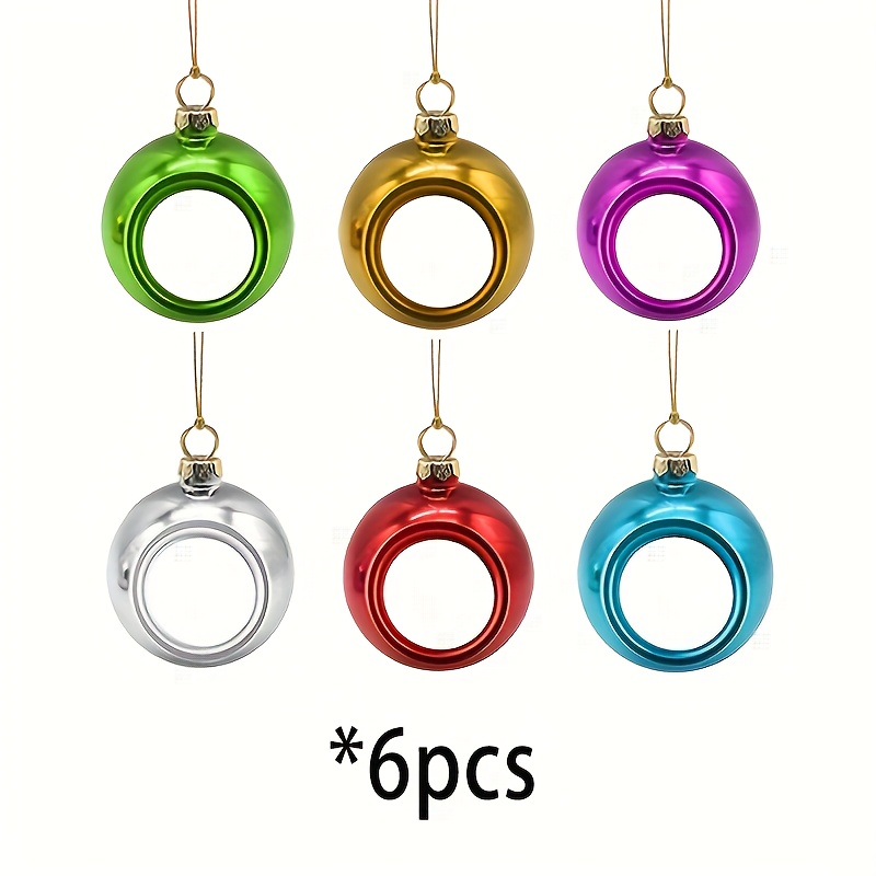 TEMU 6/12 бр. Термотрансферни коледни декоративни топки, 8 см висящи орнаменти за елха за партита - Класически пластмасови сферични орнаменти със