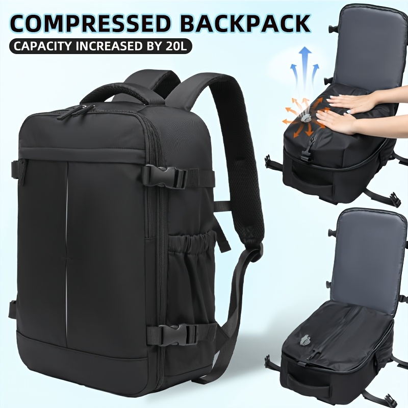 Airport Approved Compression Backpack with Vacuum Storage - Lightweight  Carry-On Travel Bag * Main Compartment, Laptop Pocket & Suitcase  Attachment, for Business, College, Travel - Machine Washable ...
