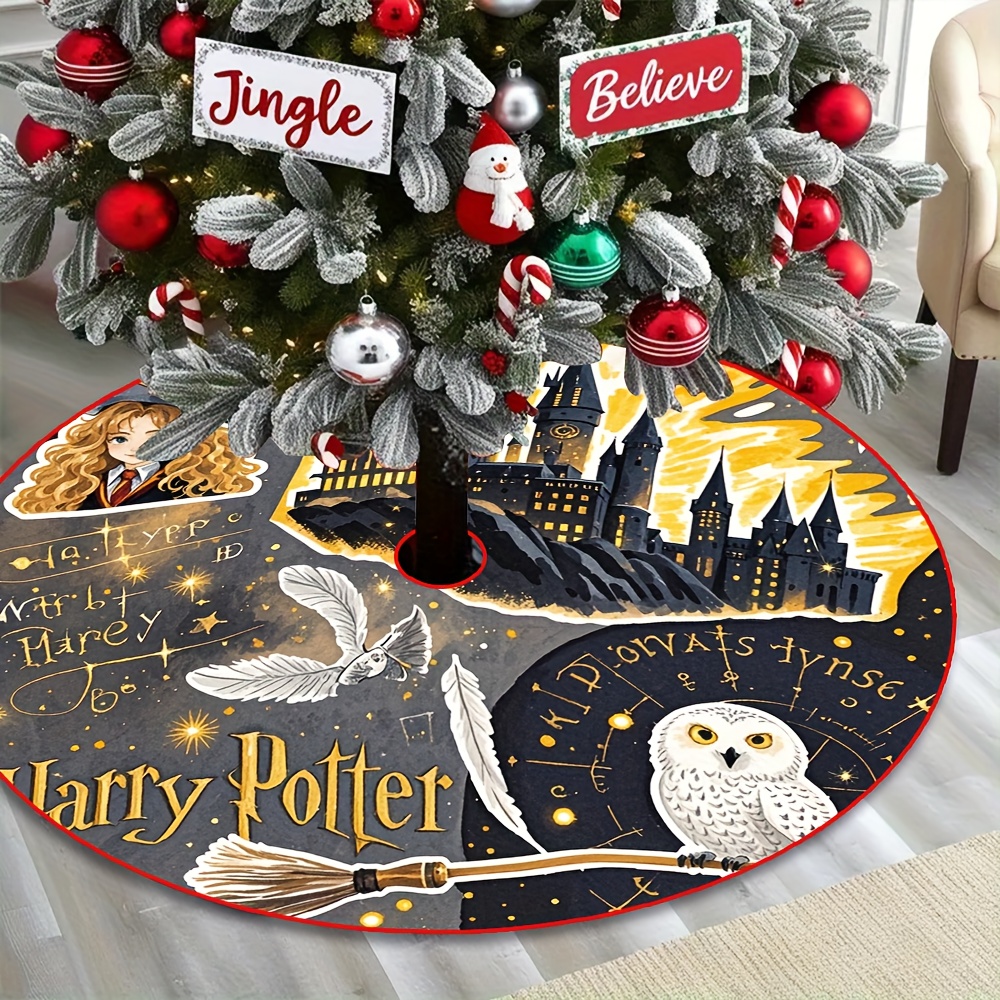 TEMU 1 stuk WB -Thema Kerstboomrok met Magische Symbolen - Duurzame Feestdecoratie Geschikt voor Standaard Bomen, Tovenaarsfeest Decoraties voor &