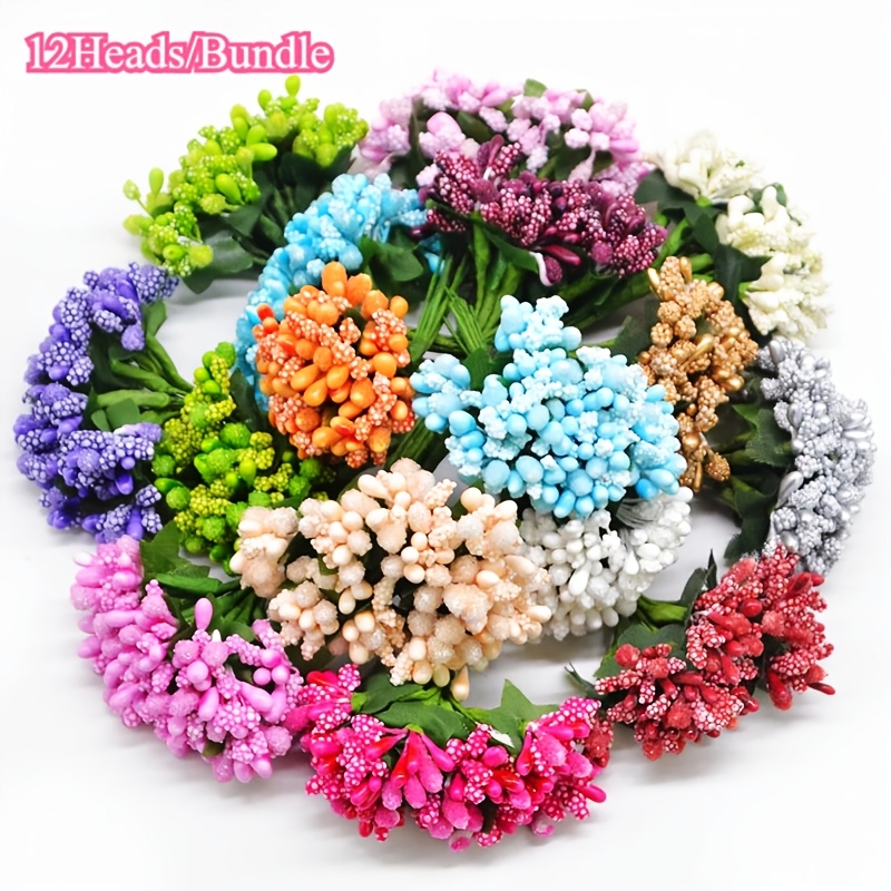 

12 Bundles Of Handmade Artificial Flower For Sugar Wedding Party Decorations, Diy Wreaths, Gift Boxes, And Scrapbooking With Fake Flowers