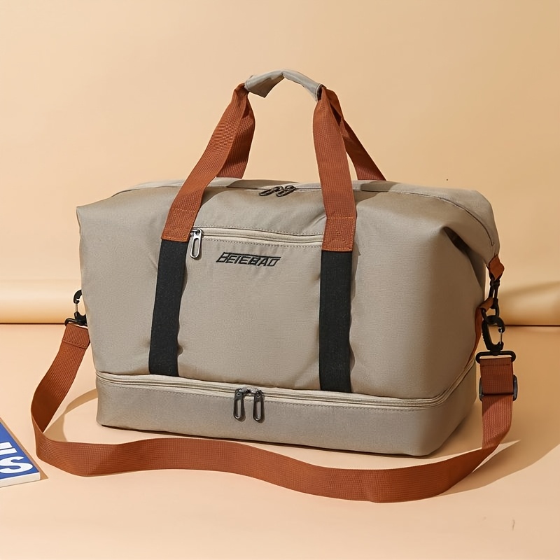 TEMU Men's Tote Bag - 1 Large Capacity Gym & Travel Duffel Bag With Shoe Compartment - High-quality , Expandable Side Straps, Suitable For Men, Gym,