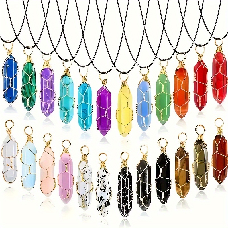 

Set Of 30 Hexagonal Crystal Pendant And Necklaces, Natural Quartz Gemstones In Different Colors, Jewelry Making Kit For Diy Bracelets, Earrings, Ideal For Halloween, Christmas, Thanksgiving Gifts