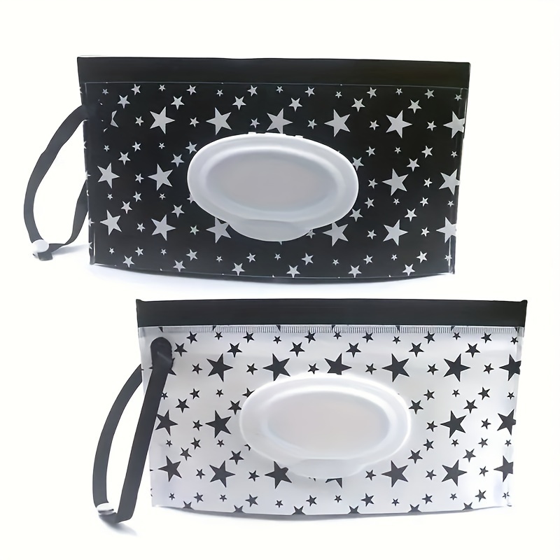

2-piece Portable Wipes Dispenser With Lid - Refillable & Reusable Travel Wet Wipe Pouch, Faux Leather Tissue Storage Bag For Bathroom Accessories