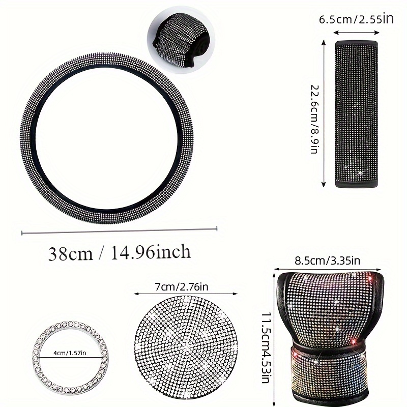 8pcs sparkling rhinestone car interior decor set fashionable all season accessories for women car accessories for women car accessories women details 4