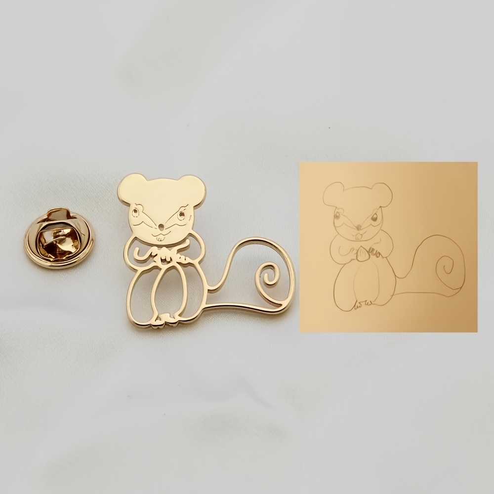 TEMU Customize A Pattern Brooch - Personalized Jewelry Badge With Your Own Picture Or Logo - 18k Plated Stainless Steel Material Metal Texture -