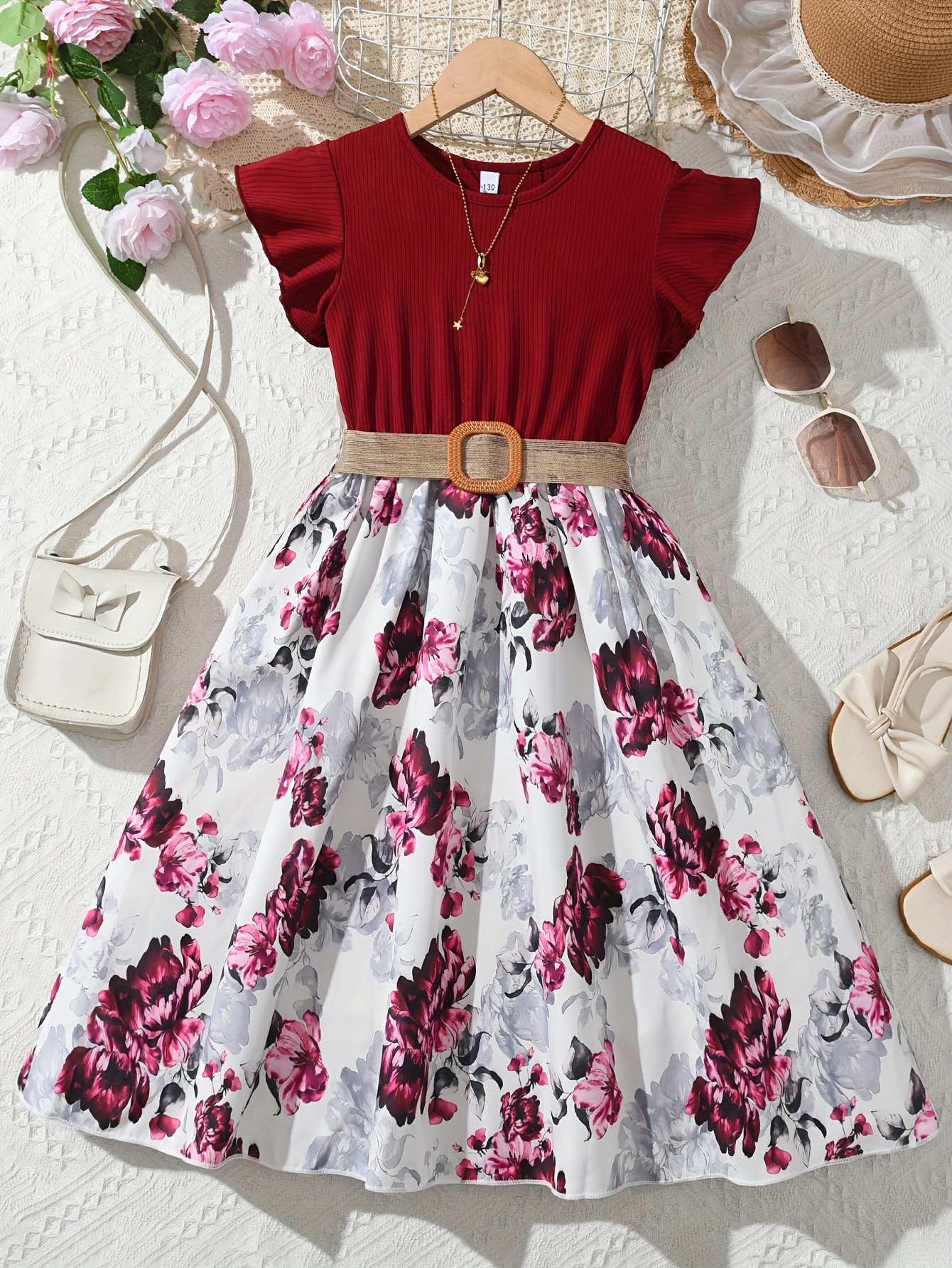 summer floral dress girls casual short sleeve midi Temu Philippines