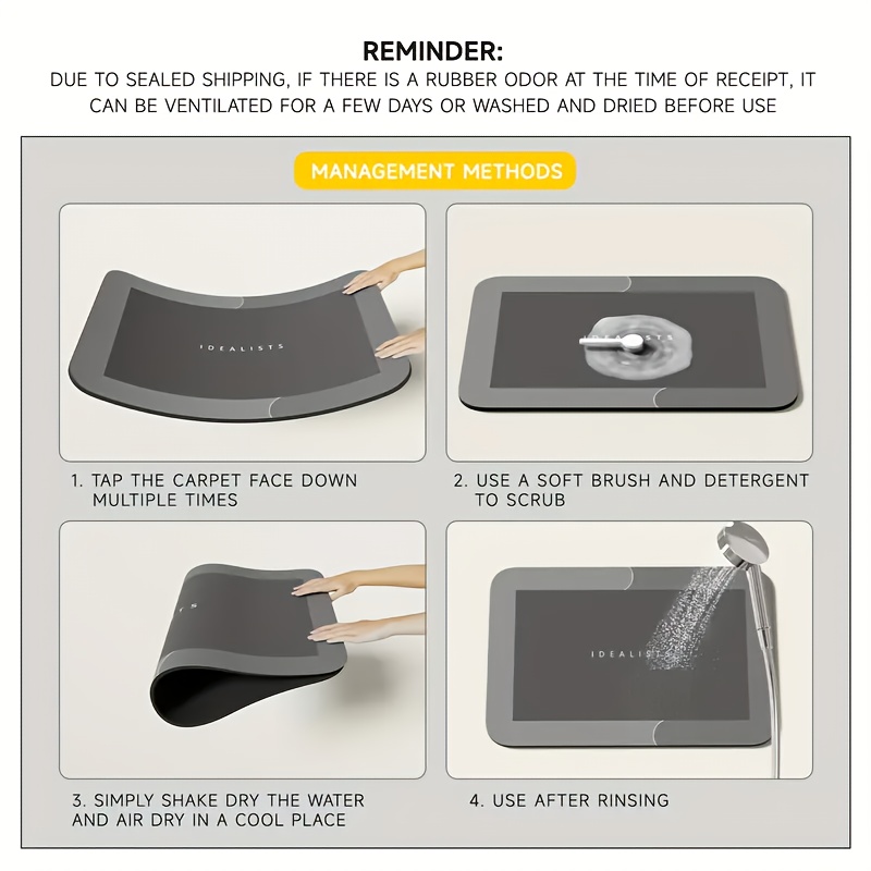 large size diatomite bath mat absorbent quick dry non slip bathroom mat durable soft floor mat   bedroom rv bathtub and shower kitchen home decor   mat bathroom floor mat rubberbacked mat machine washable extra large bath mat bathroom accessories and decorations bath runner for bathroom bathroom mat thick bath stone mat kitchen   rv owners Product details 0