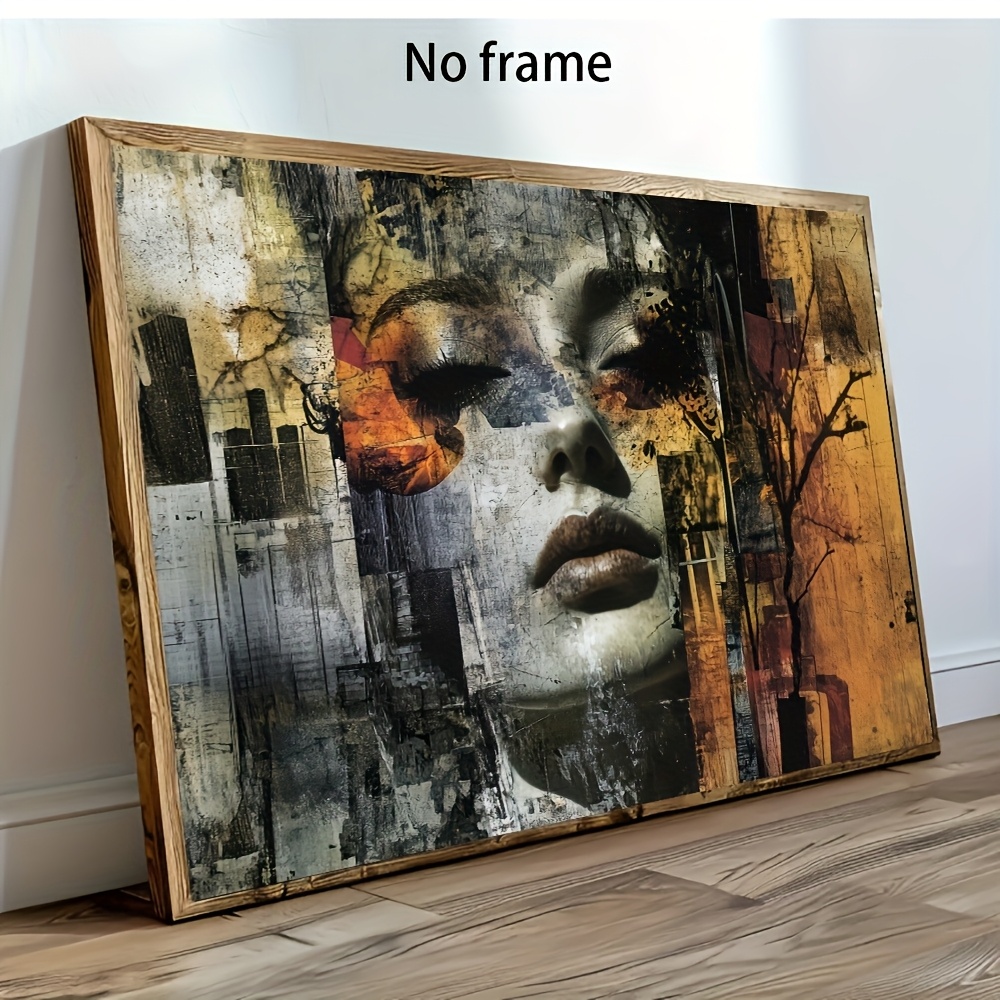 TEMU 1pc Unframed Abstract Female Portrait Mural, Modern Canvas Print, Suitable For Living Room And Bedroom Decoration, Modern Art Poster, Day