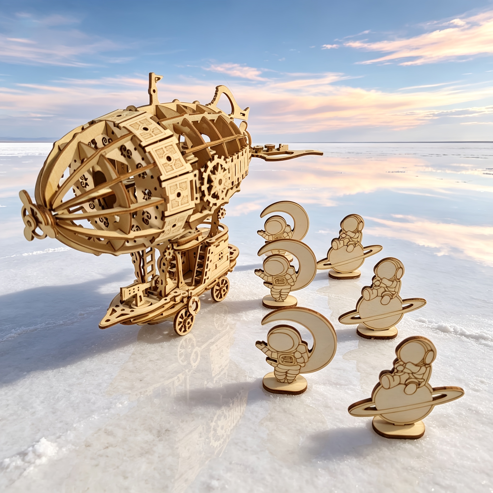 3D Steampunk Airship Wooden Puzzle, Airship Model