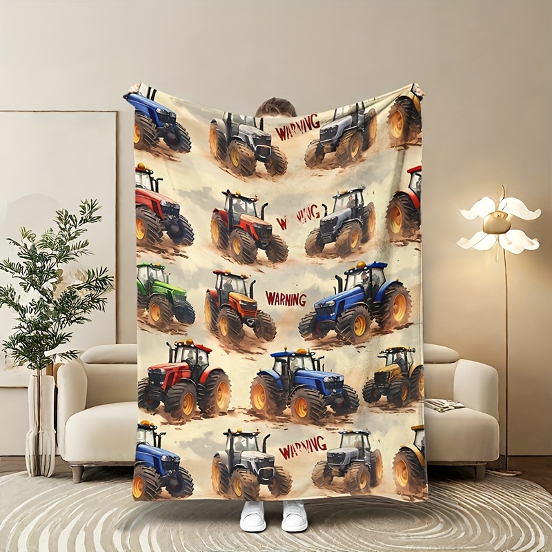 TEMU A Pile Of Tractor Pattern Prints, Soft Sofa Blankets, Tv Blankets, Soft Warm Blankets, Nap Blankets, Sofa Beds, Camping Trips, Multi-functional